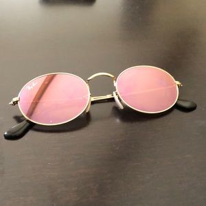 Ray Ban Oval gold frame pink lens sunglasses